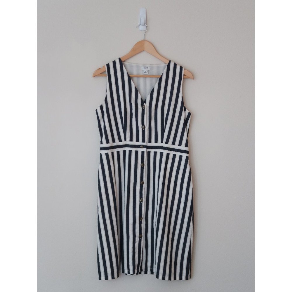 J. Crew Factory Striped Linen Blend Button Front Dress